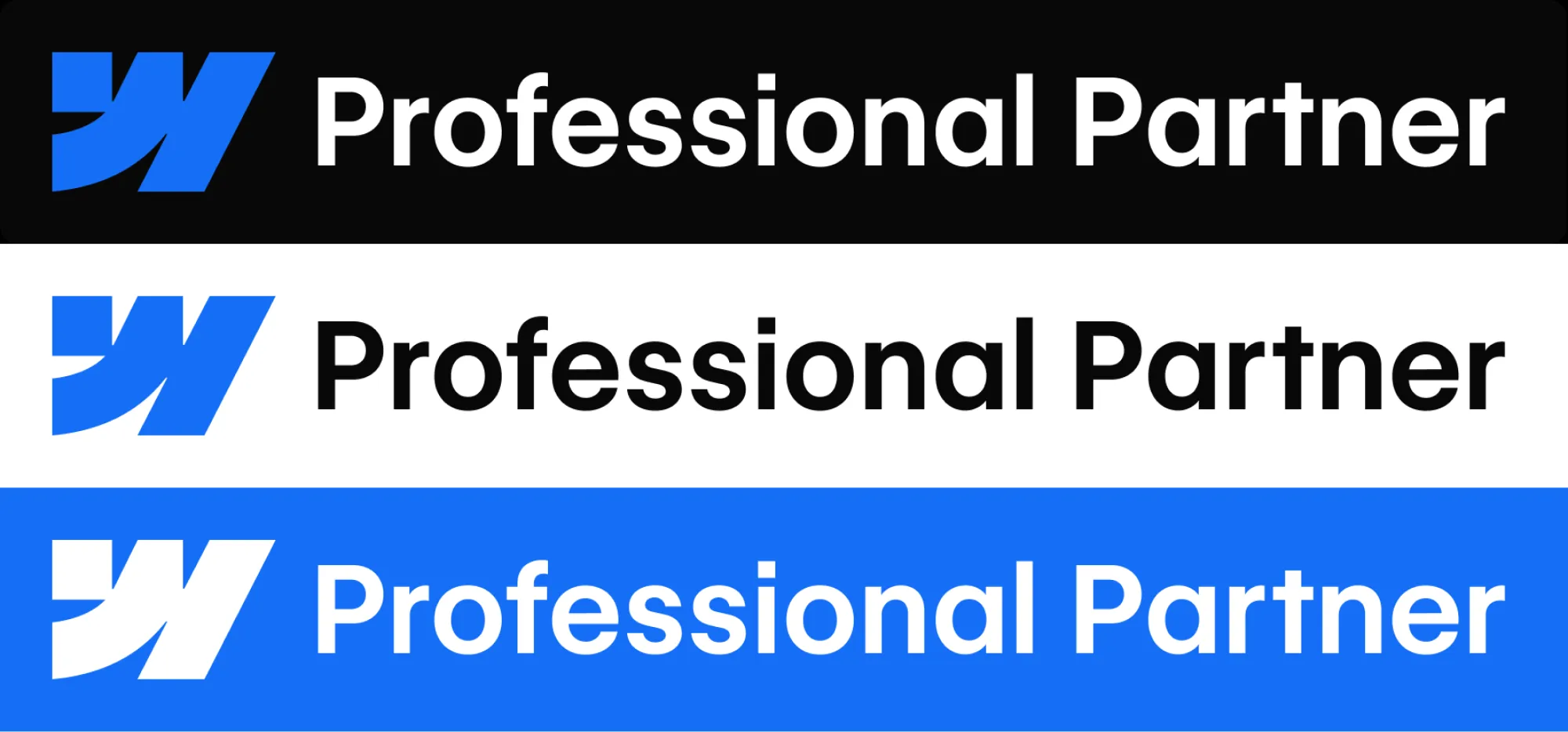 Webflow professional partner badges.